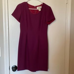 Petite Sophisticate Burgundy Scoop neck work dress